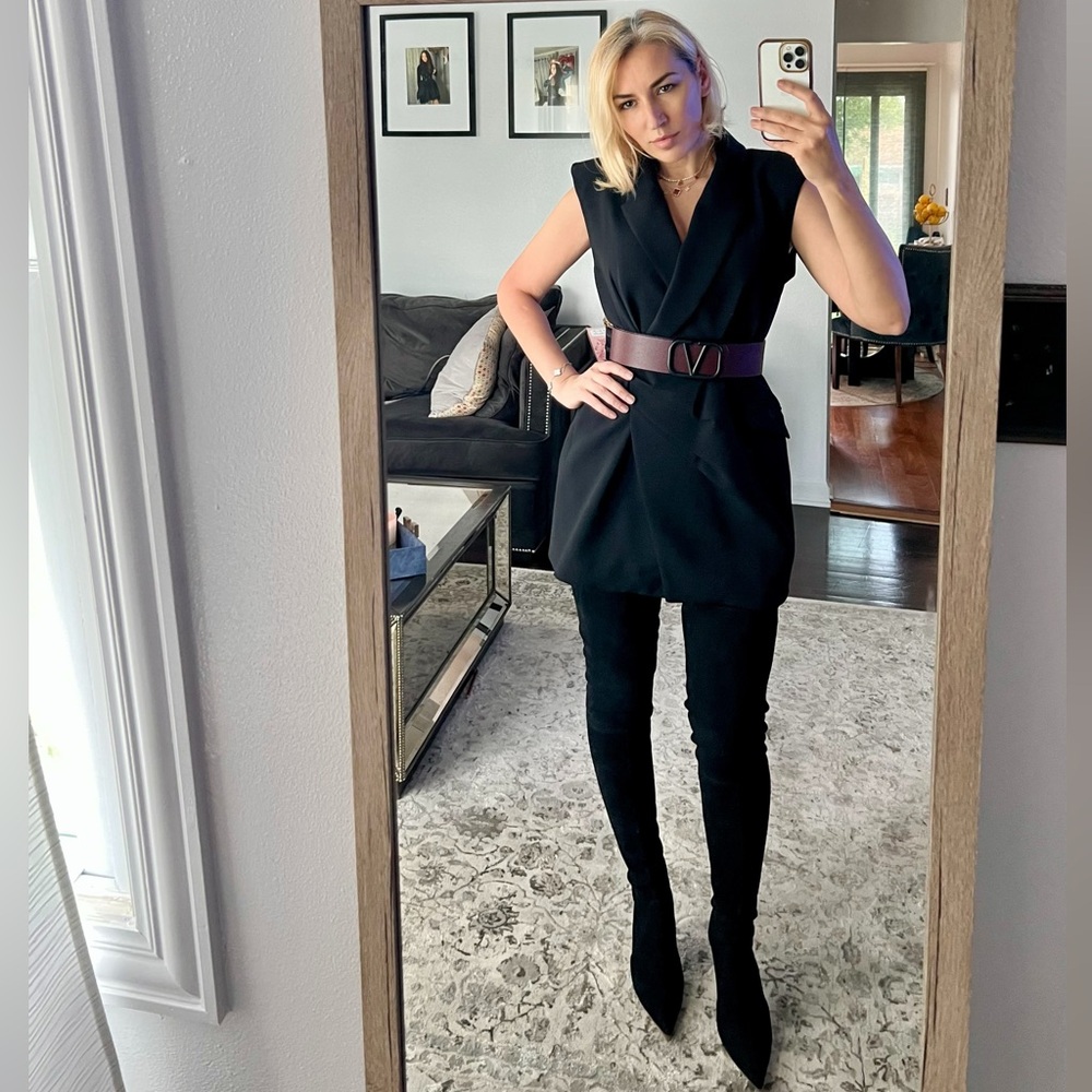 Zara Black Sheath Mini Dress Notched Collar